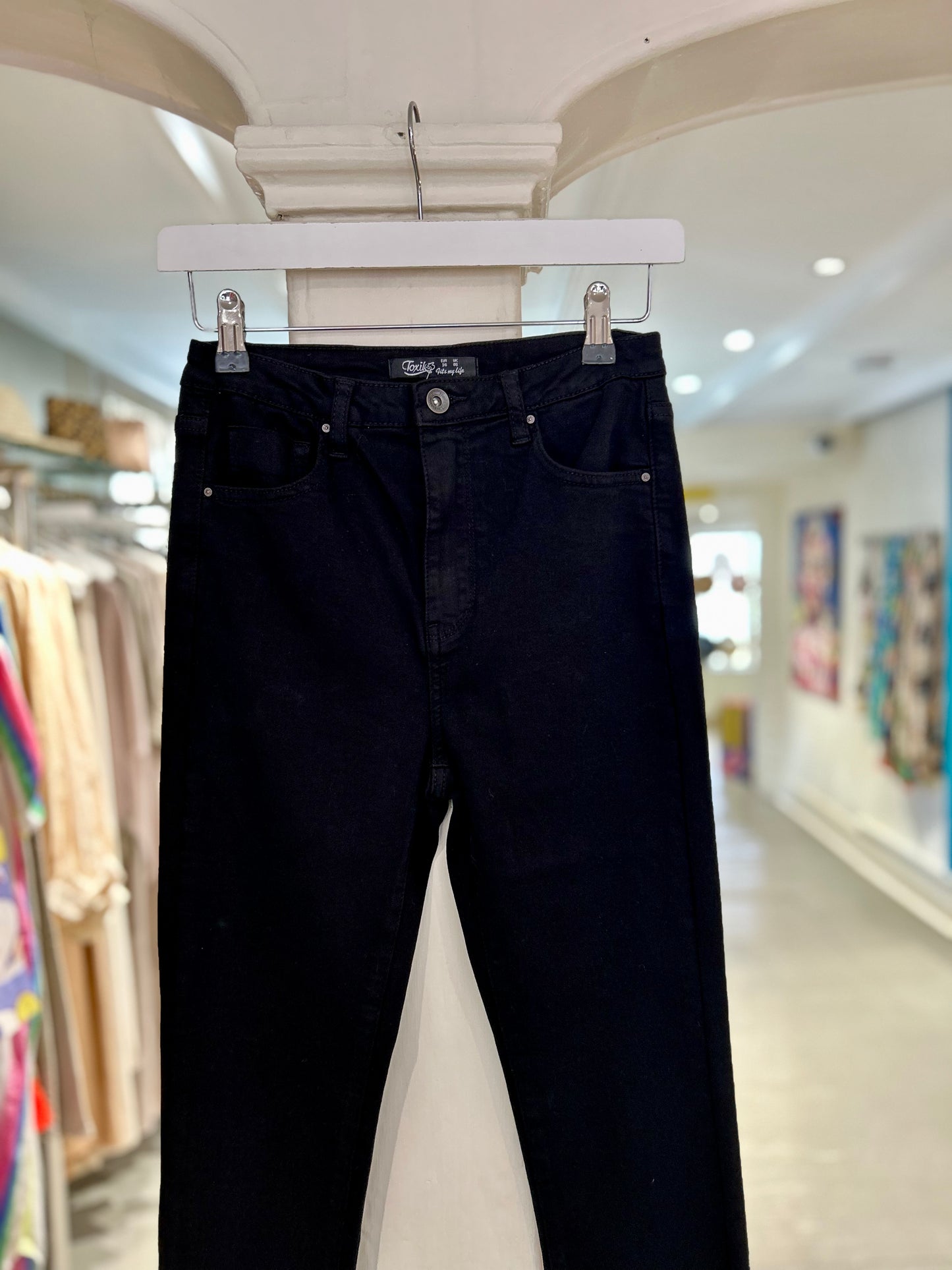 High Waisted Skinny Jeans - Black