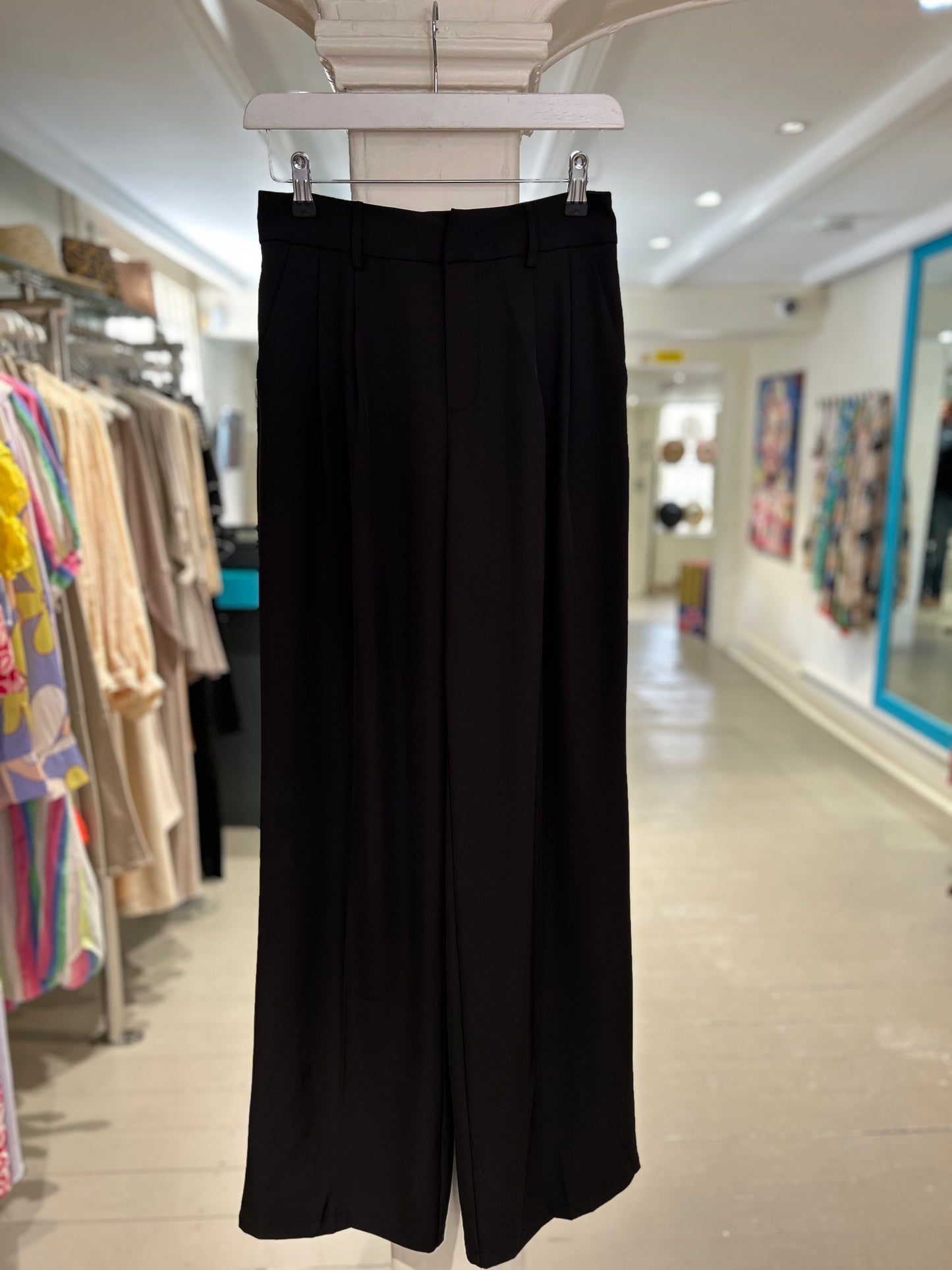 High Waisted Wide Leg Trousers - Black