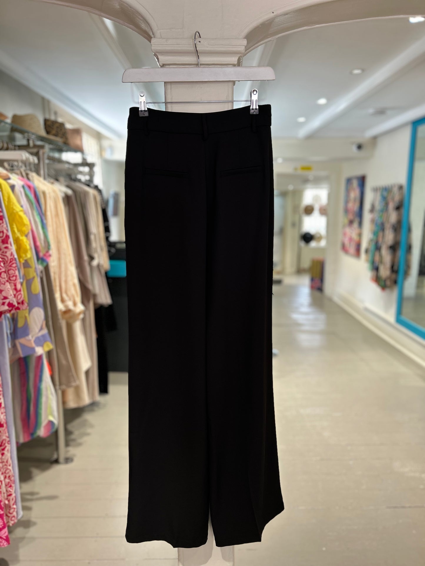 High Waisted Wide Leg Trousers - Black