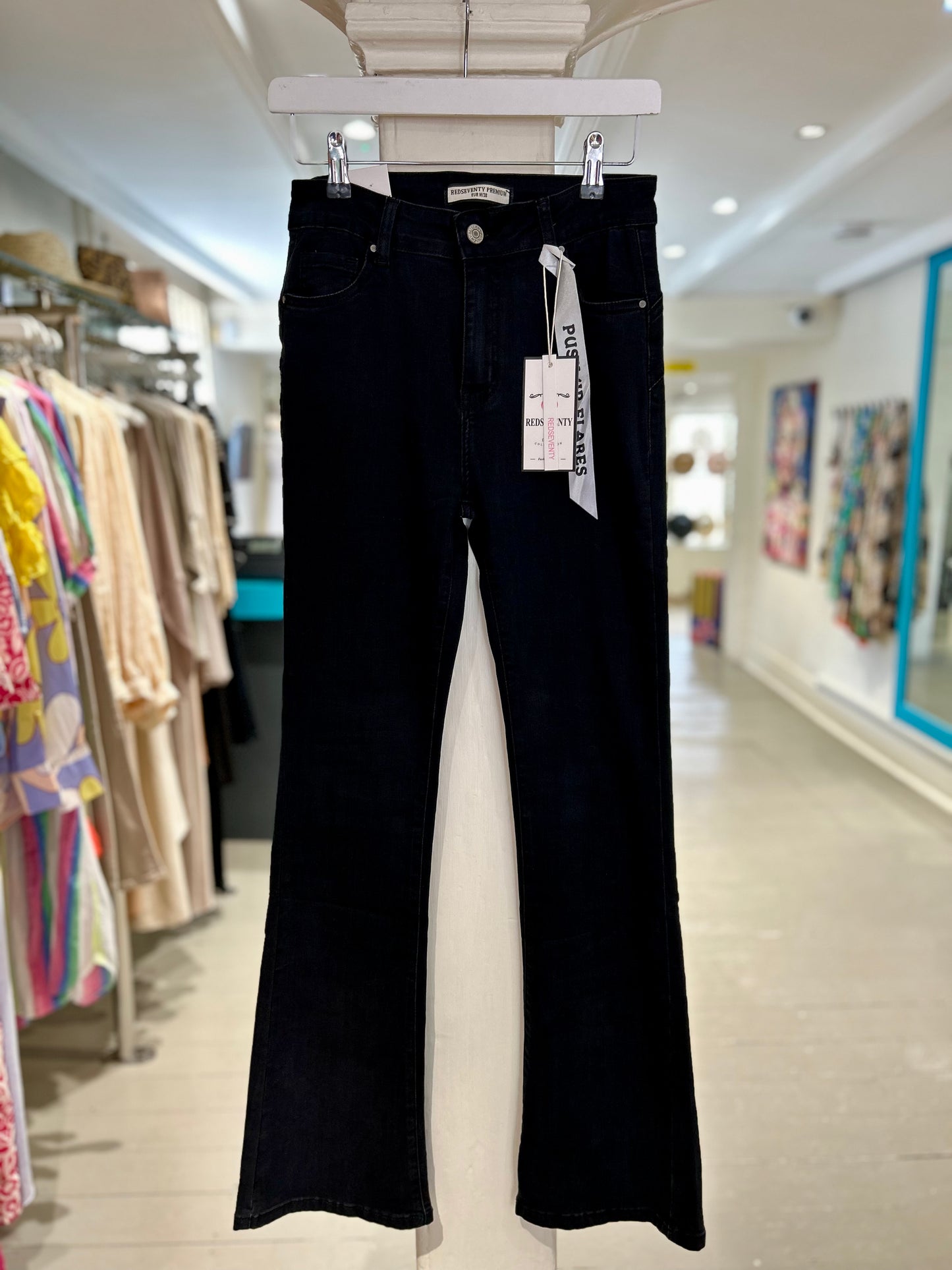 High Waisted Flared Jeans - Black