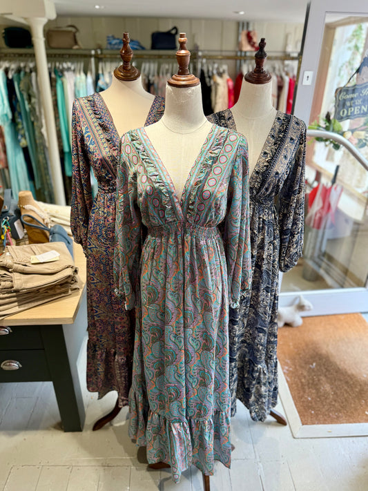 Long Sleeve Silk Maxi Dress